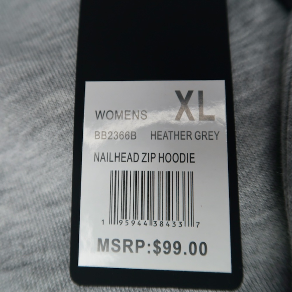 Bebe Sport Nailhead Zip Hoodie Heather Gray BB2366BB $99 - Picture 2 of 8